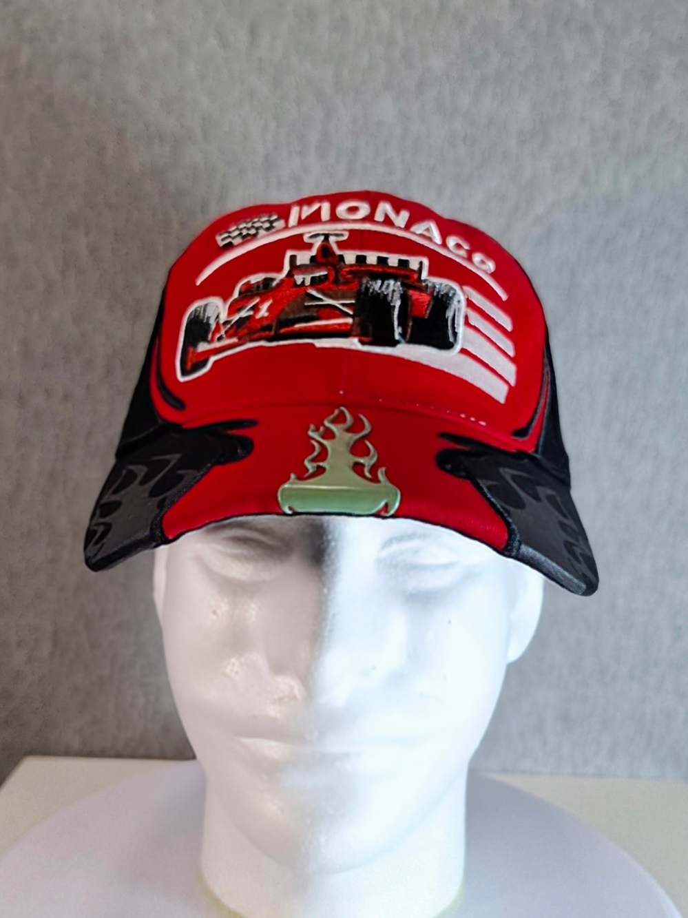 Monaco Red Racing Cap With Flame Accent View 6